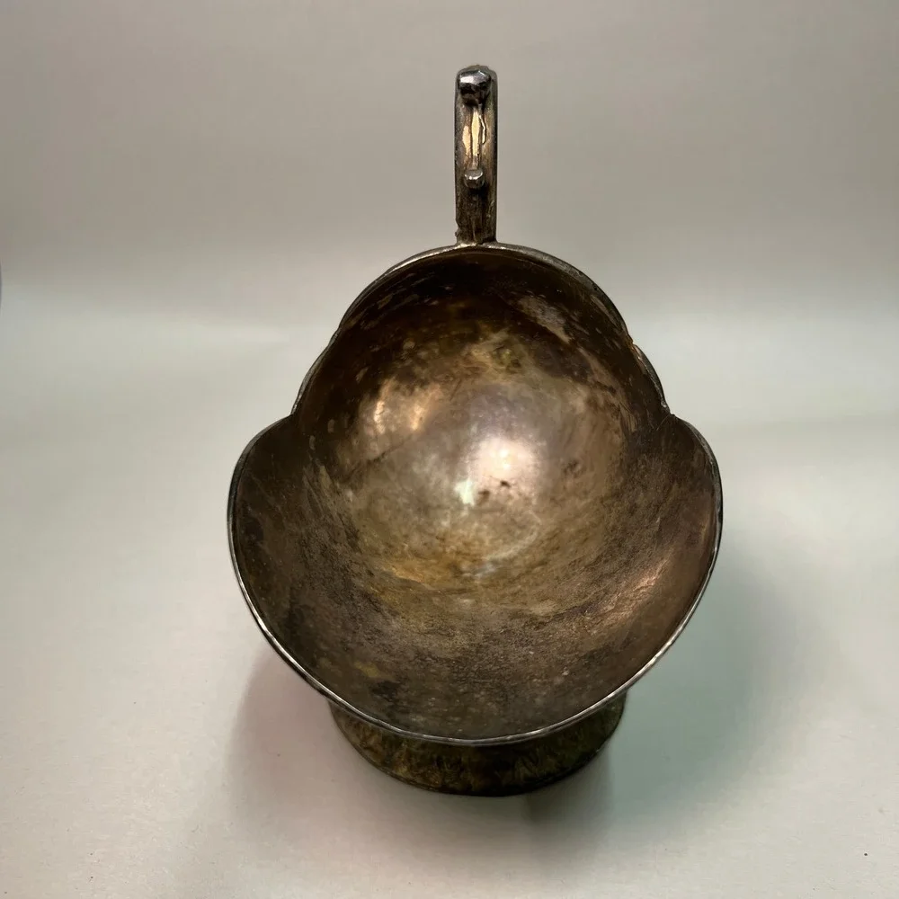 Silver-Plated Sugar Scuttle Featuring an Embossed Floral and Rose Pattern
